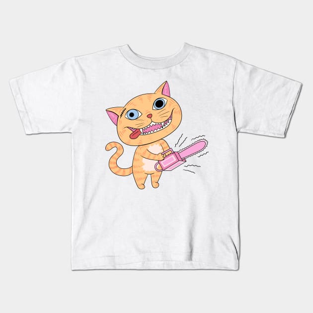 Chainsaw Cat Kids T-Shirt by Studio Marita